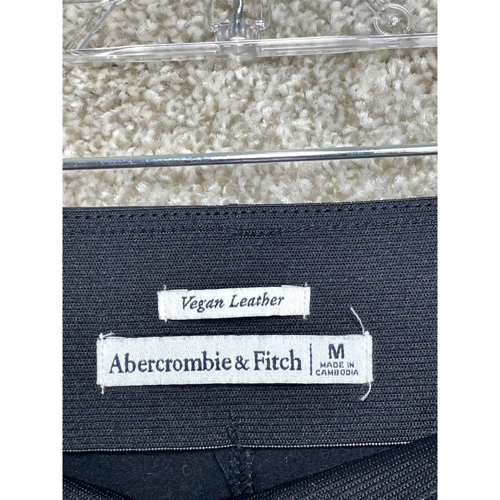 Abercrombie & Fitch Vegan Leather Flare Pants Women M Black High Rise Edgy Biker - Picture 5 of 8